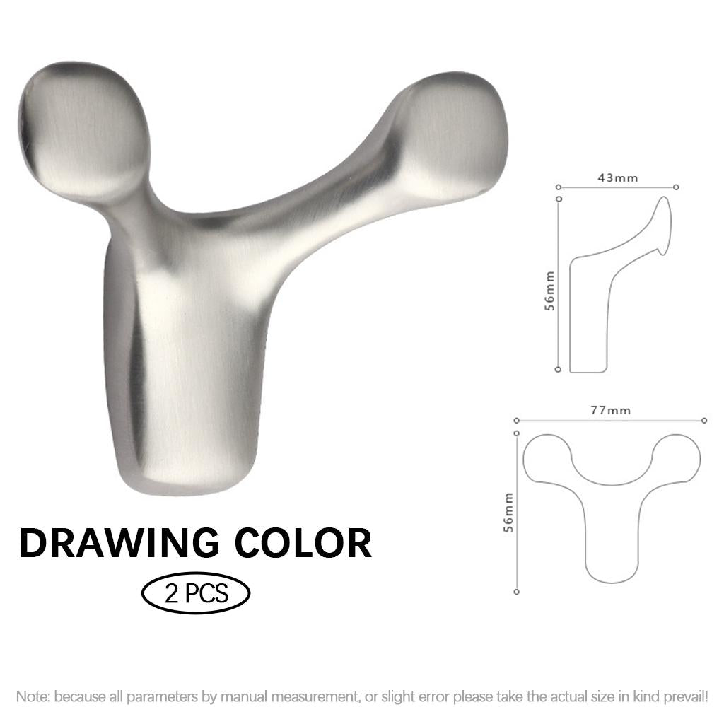 2 Pieces Wall Hooks Heavy Duty Nordic Waterproof for Kitchen Coat Robe Brushed