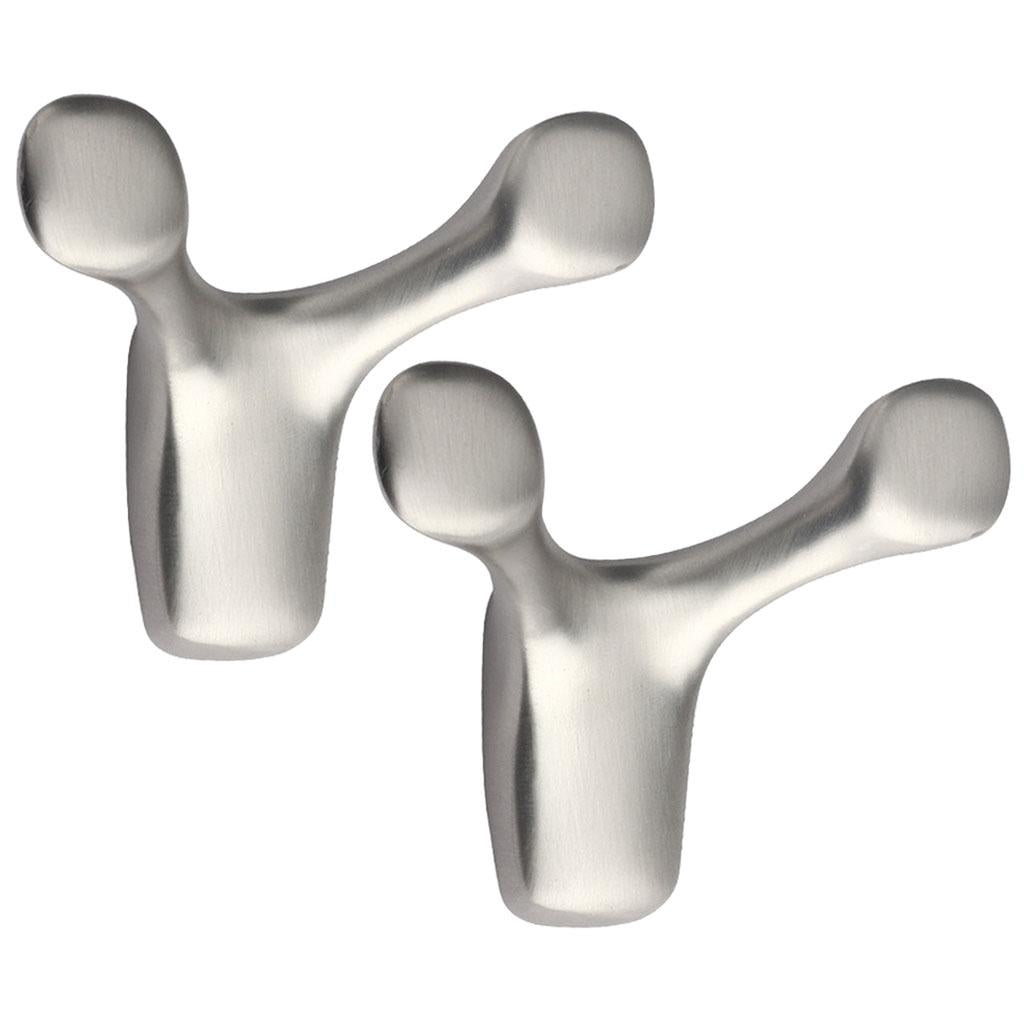 2 Pieces Wall Hooks Heavy Duty Nordic Waterproof for Kitchen Coat Robe Brushed