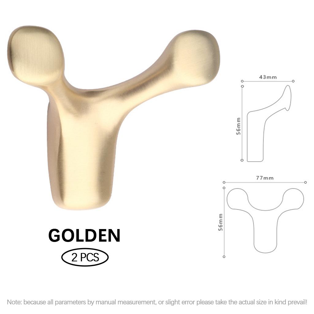 2 Pieces Wall Hooks Heavy Duty Nordic Waterproof for Kitchen Coat Robe Gold