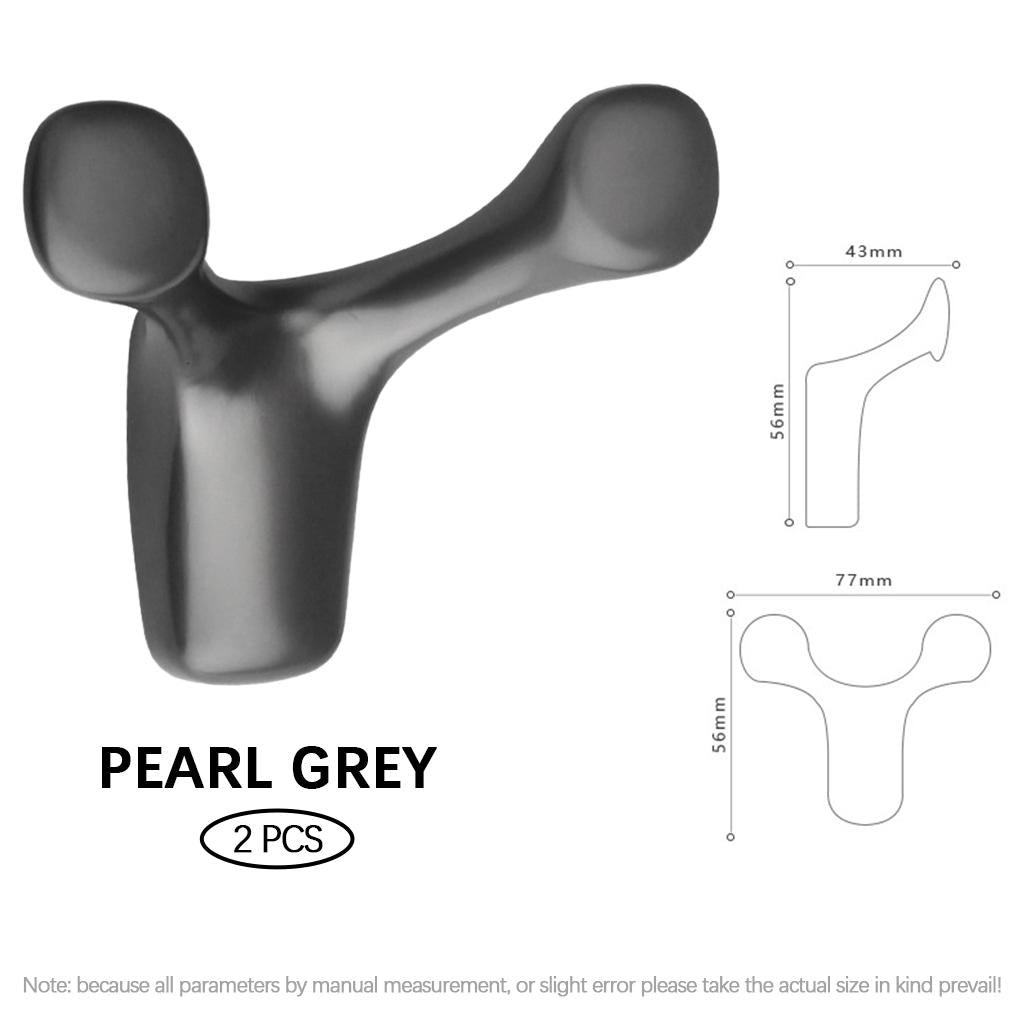 2 Pieces Wall Hooks Heavy Duty Nordic Waterproof for Kitchen Coat Robe Pearl Grey