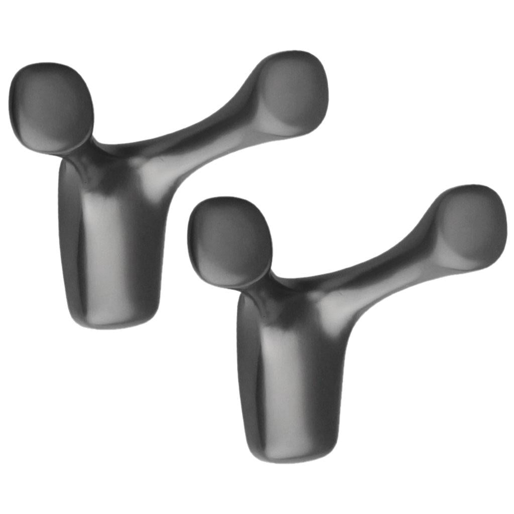 2 Pieces Wall Hooks Heavy Duty Nordic Waterproof for Kitchen Coat Robe Pearl Grey