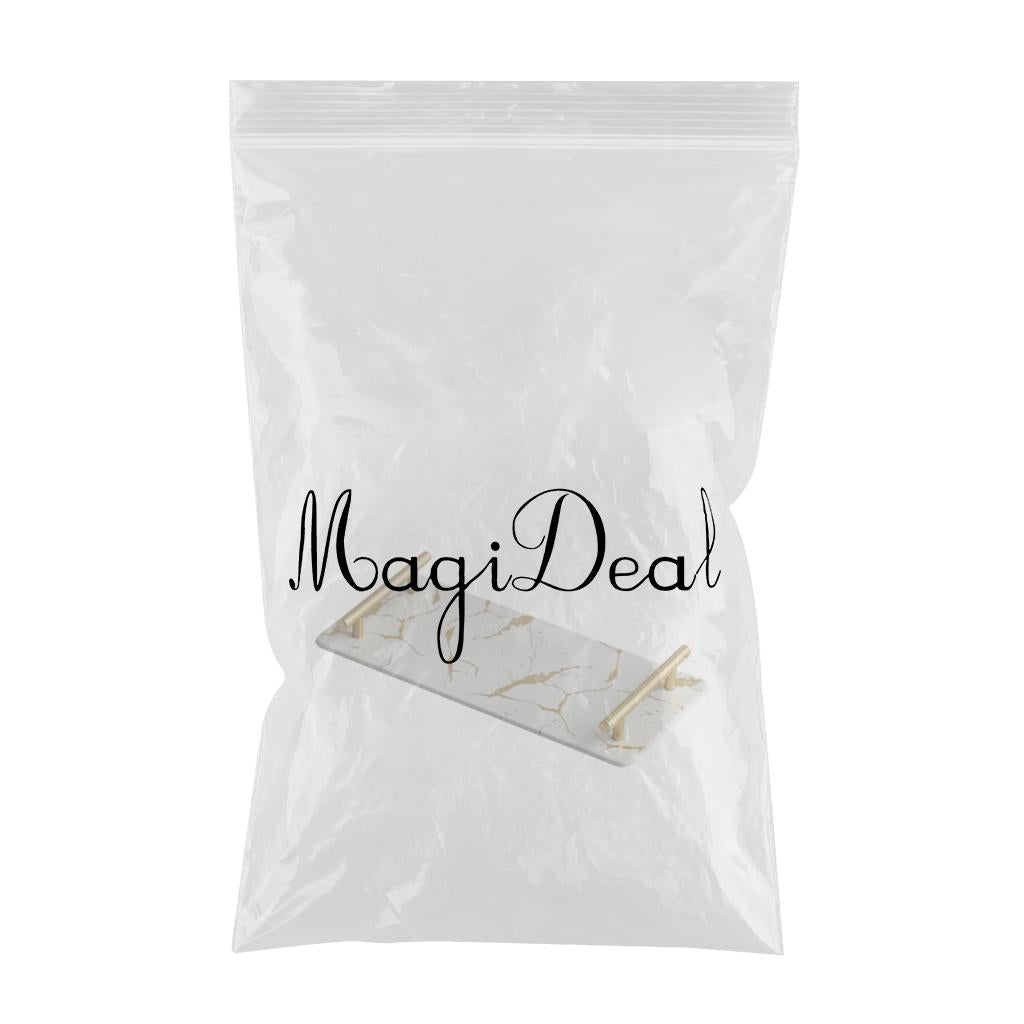Marble Serving Tray with Handle Easy Clean for Home Living Room Decoration White Rectangle
