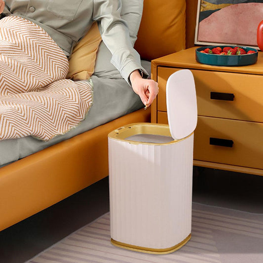 Automatic Trash Can 12L Lock in Odor Garbage Bin for Bathroom Room Bedroom