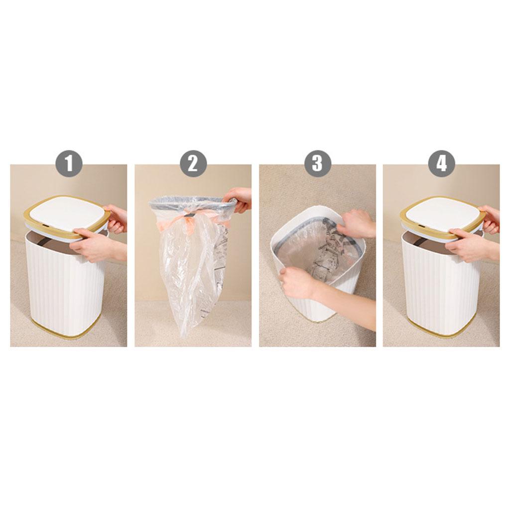 Automatic Trash Can 12L Lock in Odor Garbage Bin for Bathroom Room Bedroom
