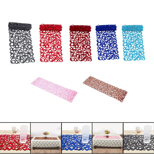 Hollow Placemats Rectangle Felt Decorations for Home Desk Red