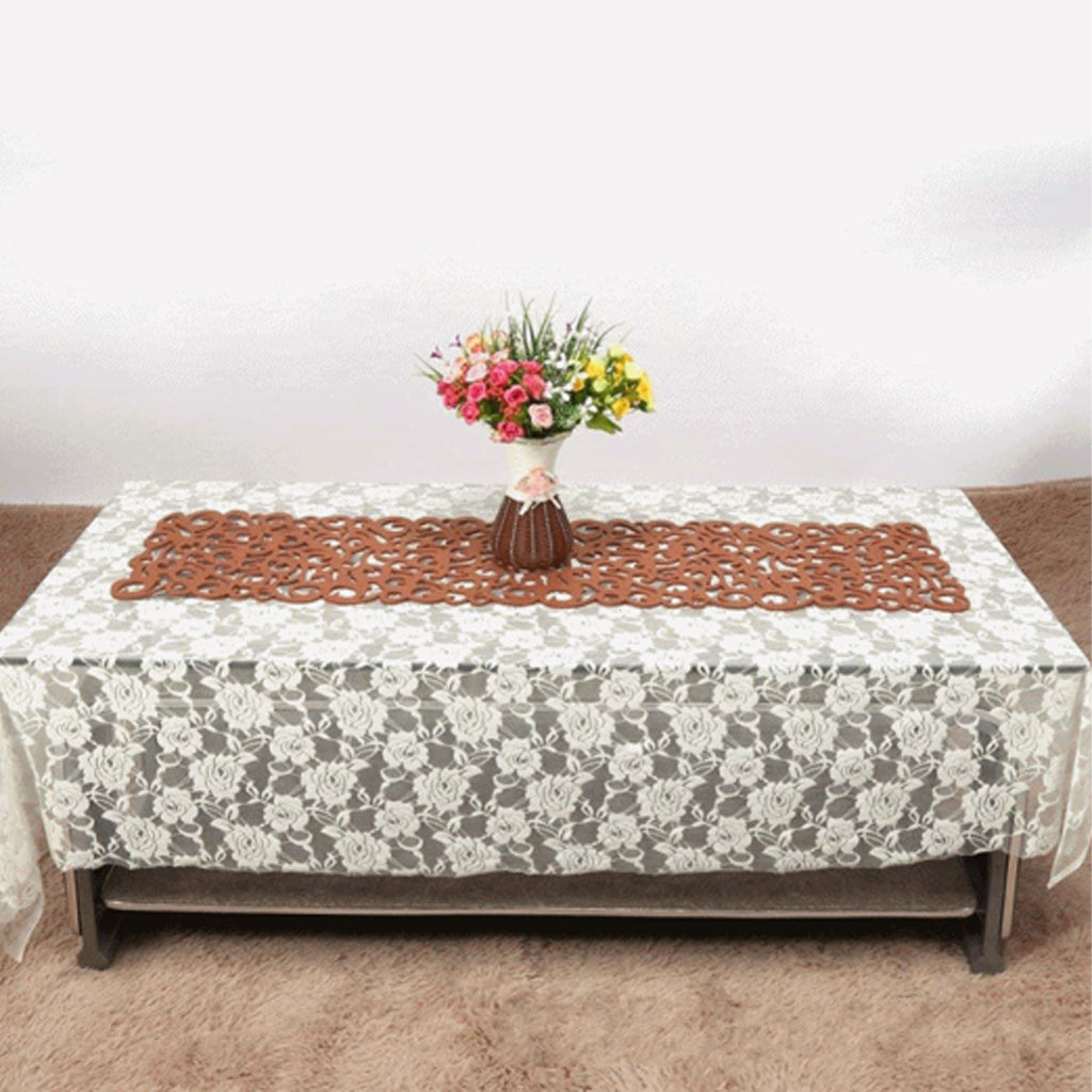Hollow Placemats Rectangle Felt Decorations for Home Desk Brown