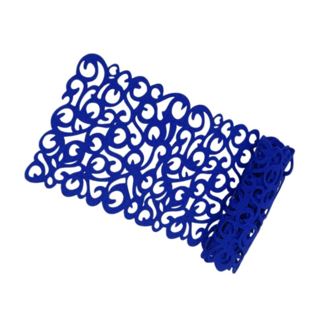 Hollow Placemats Rectangle Felt Decorations for Home Desk Blue