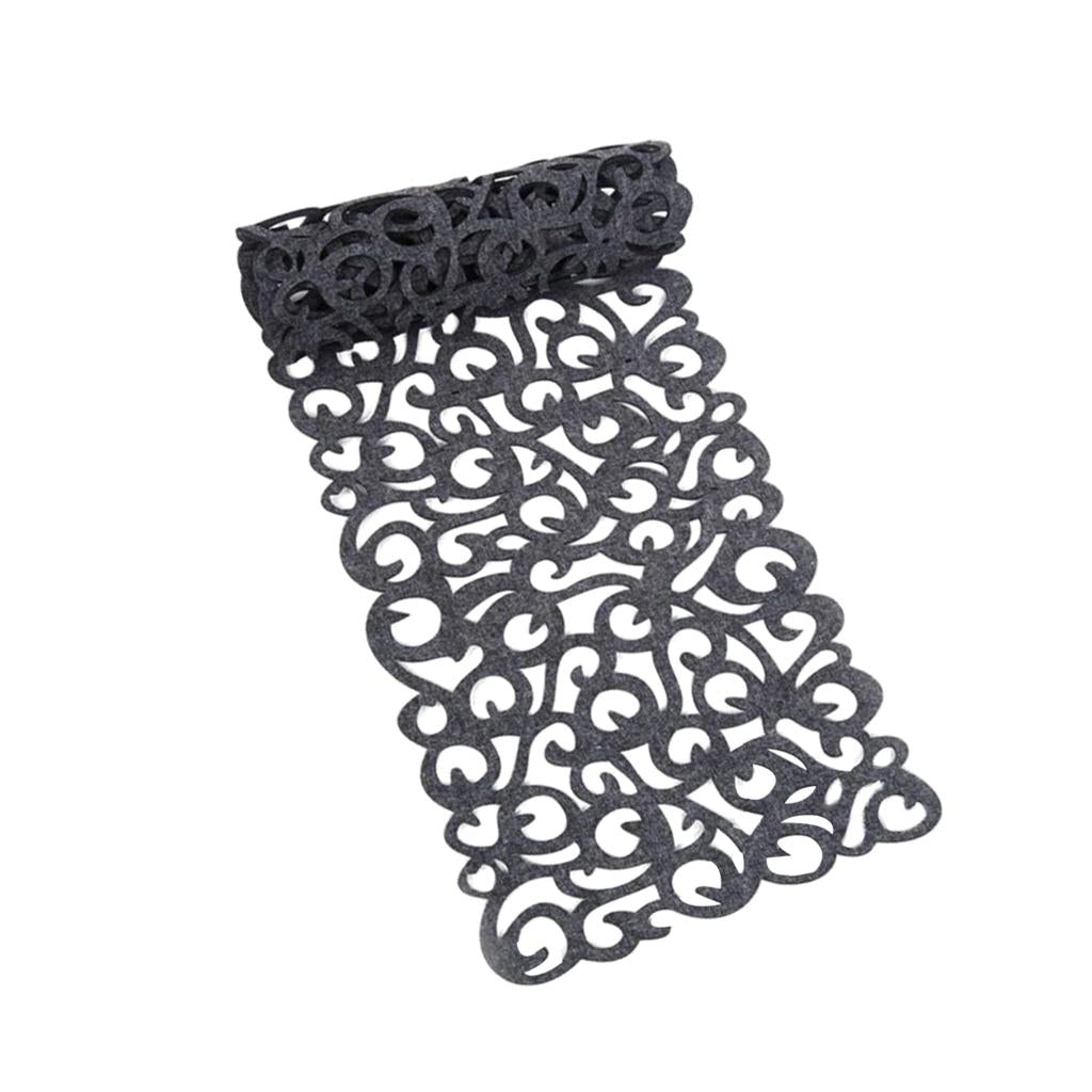 Hollow Placemats Rectangle Felt Decorations for Home Desk Dark gray