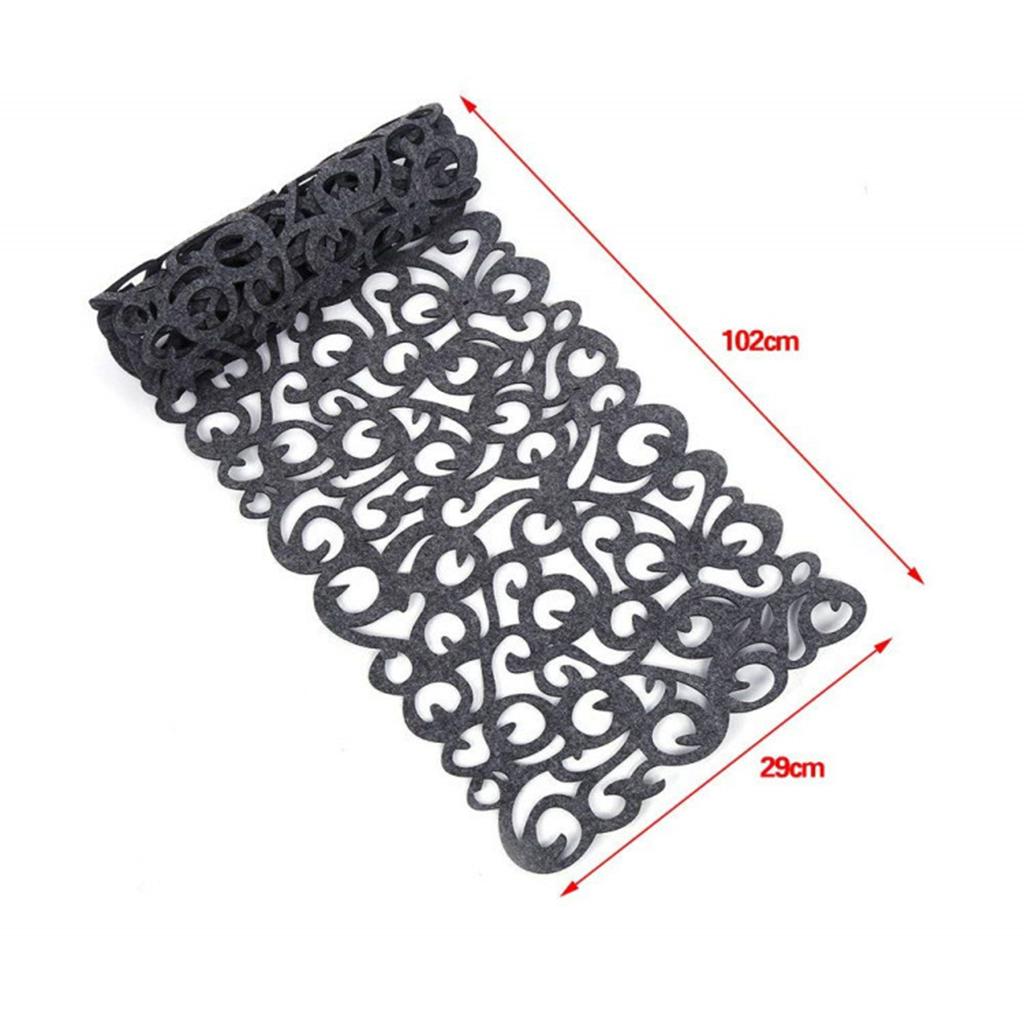 Hollow Placemats Rectangle Felt Decorations for Home Desk Dark gray