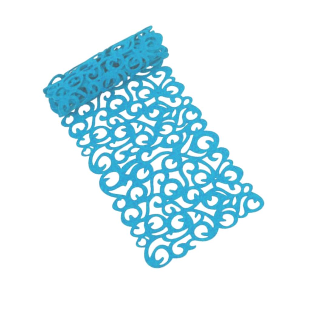 Hollow Placemats Rectangle Felt Decorations for Home Desk Sky blue