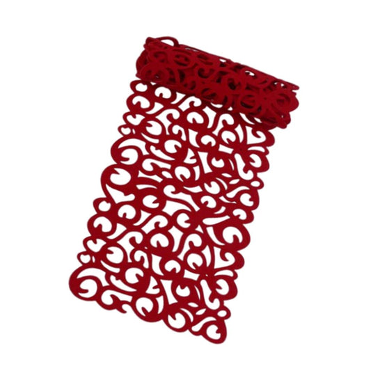 Hollow Placemats Rectangle Felt Decorations for Home Desk Red wine