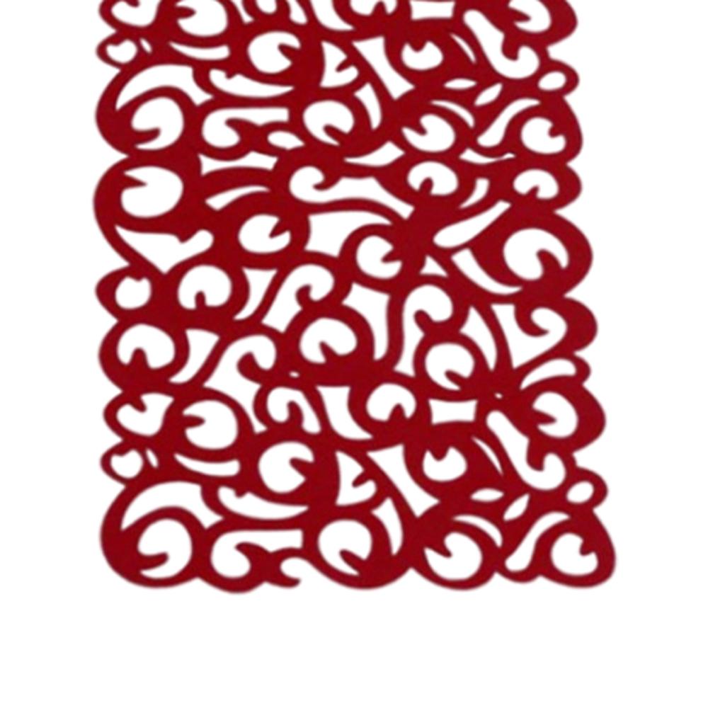 Hollow Placemats Rectangle Felt Decorations for Home Desk Red wine