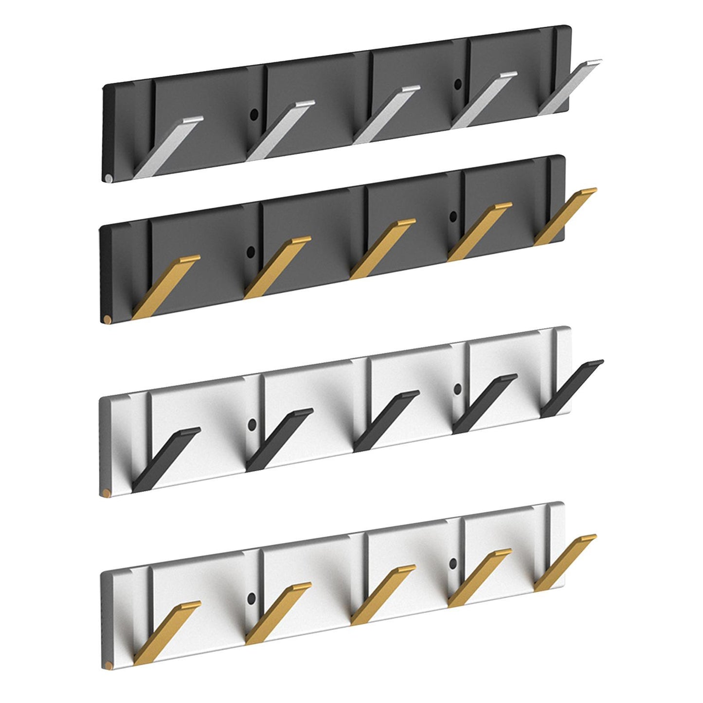 Metal Wall Mounted Coat Rack Foldable Hooks for Home Office Towels Hats black base silver