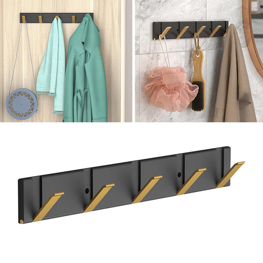 Metal Wall Mounted Coat Rack Foldable Hooks for Home Office Towels Hats black base gold