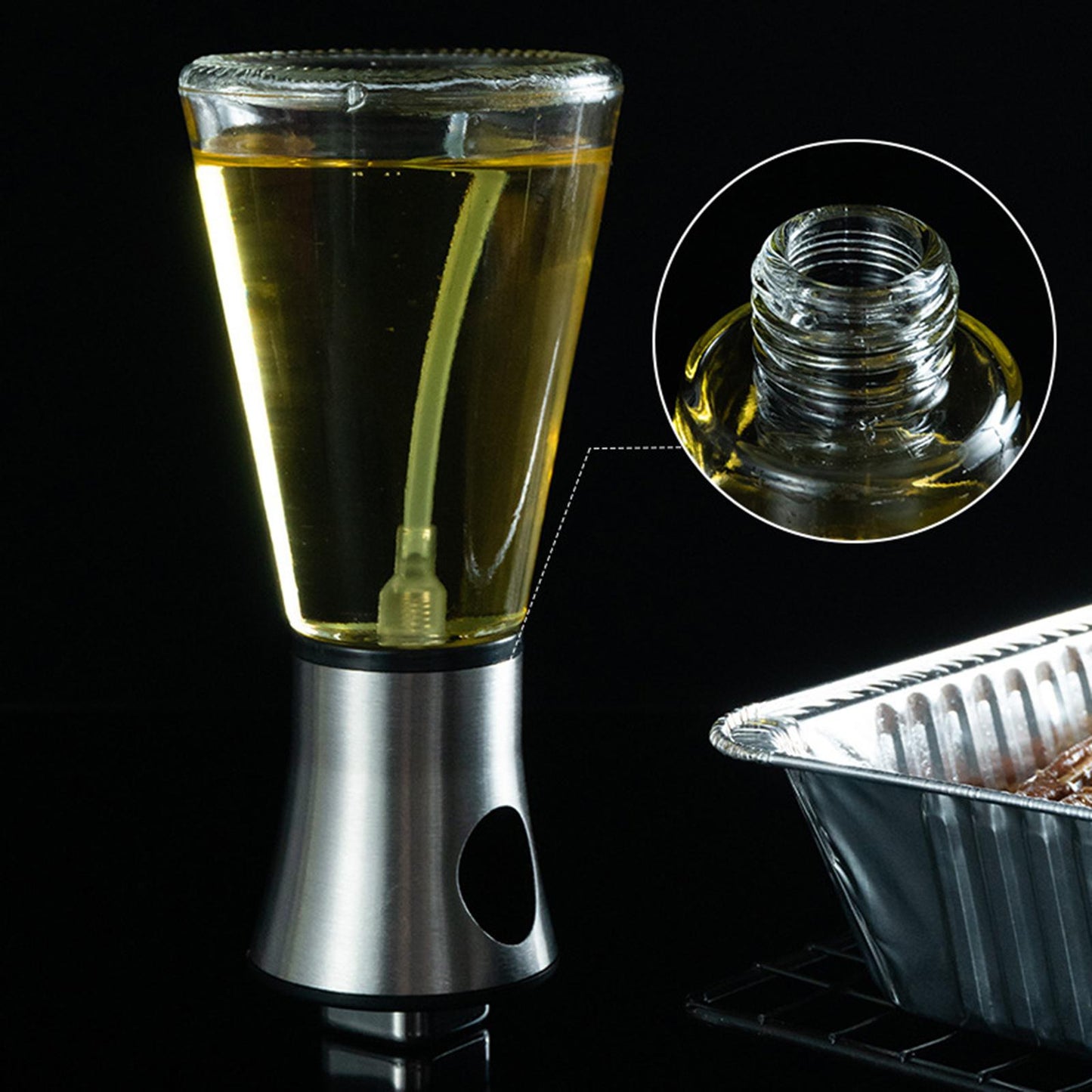 Olive Oil Sprayer Vinegar Gadget Glass Bottle for Barbecue Grilling Cooking 7.5x7.5x15.5cm