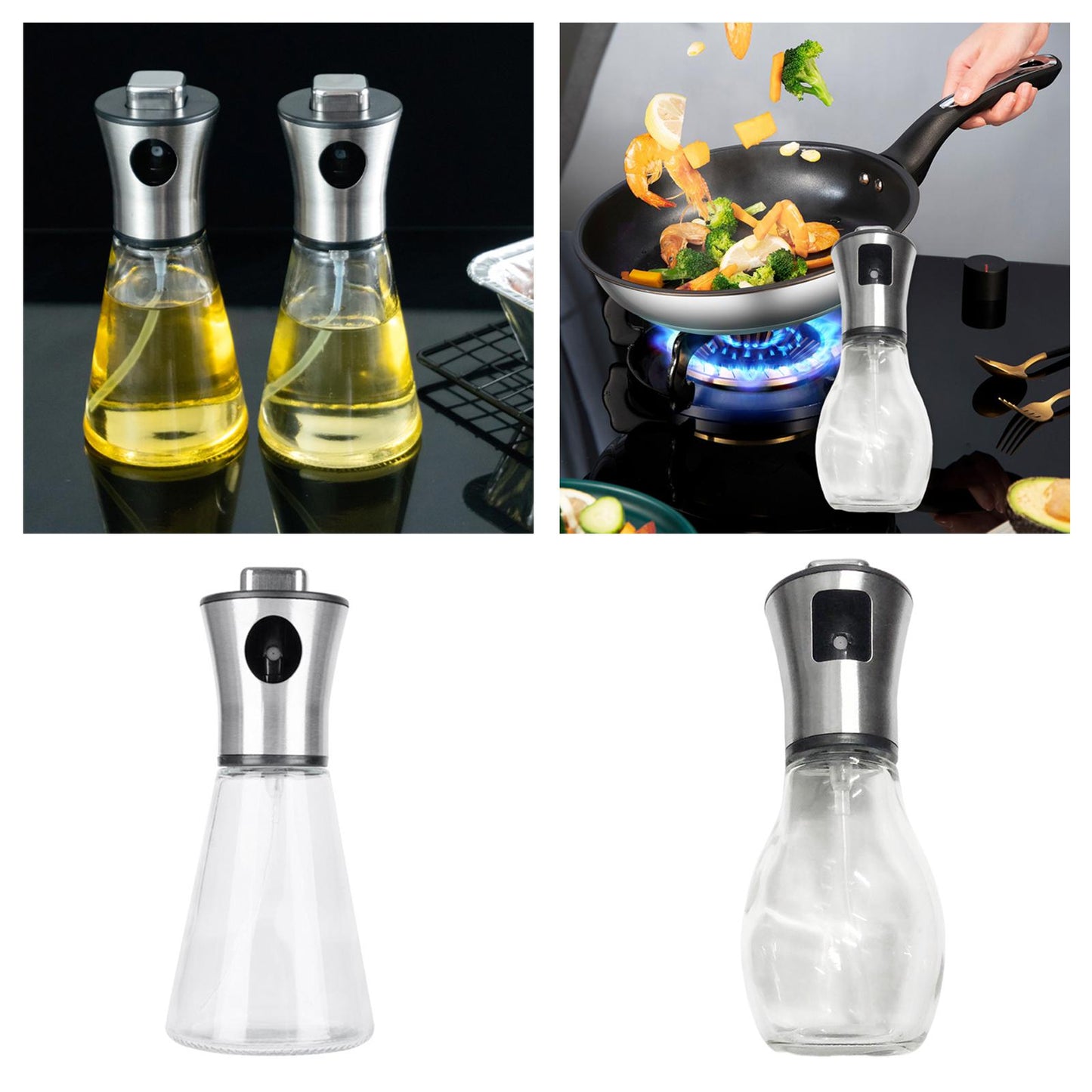 Olive Oil Sprayer Vinegar Gadget Glass Bottle for Barbecue Grilling Cooking 7.5x7.5x15.5cm