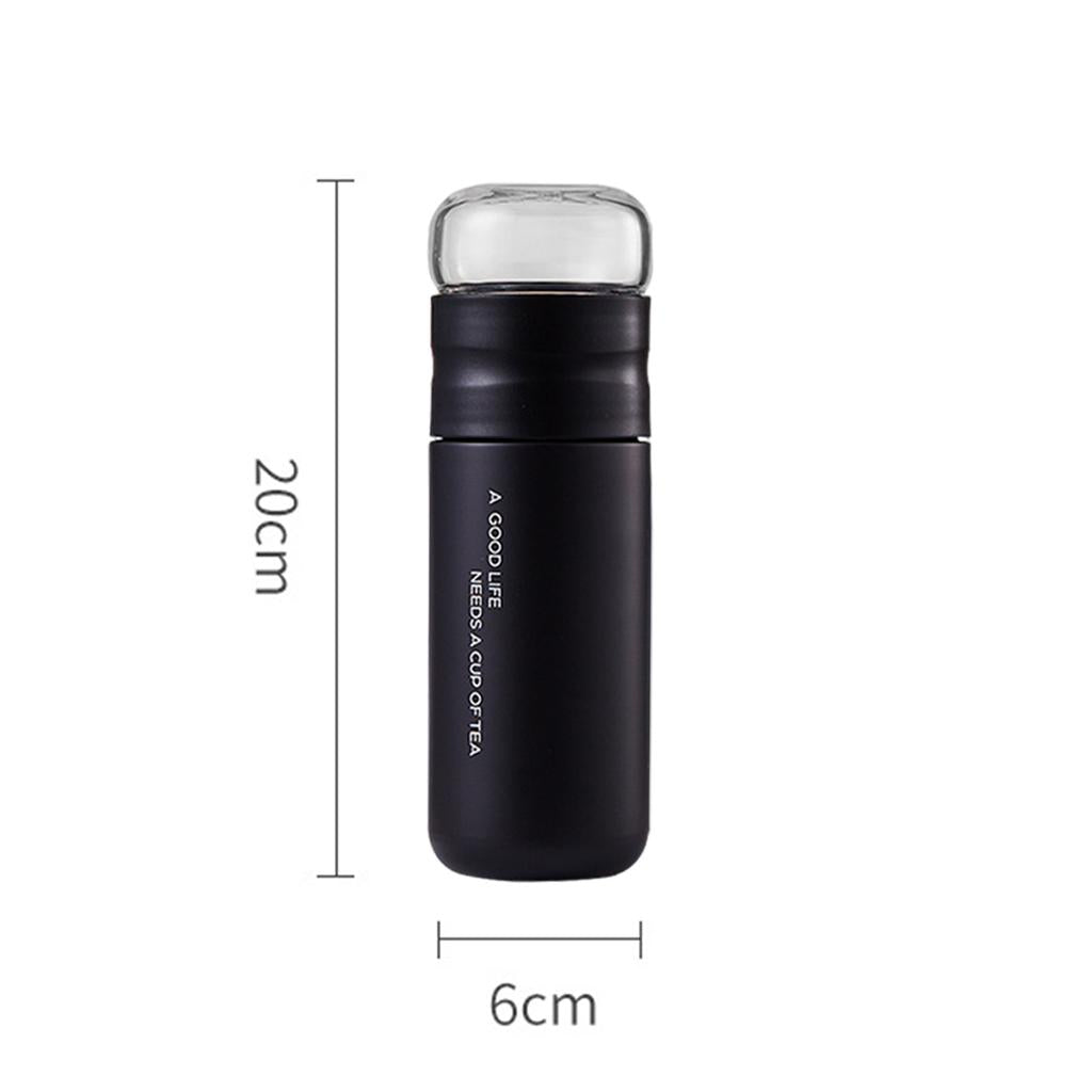 Insulated Bottle Leakproof with Glass Infuser Rotary Filtration for Home Black
