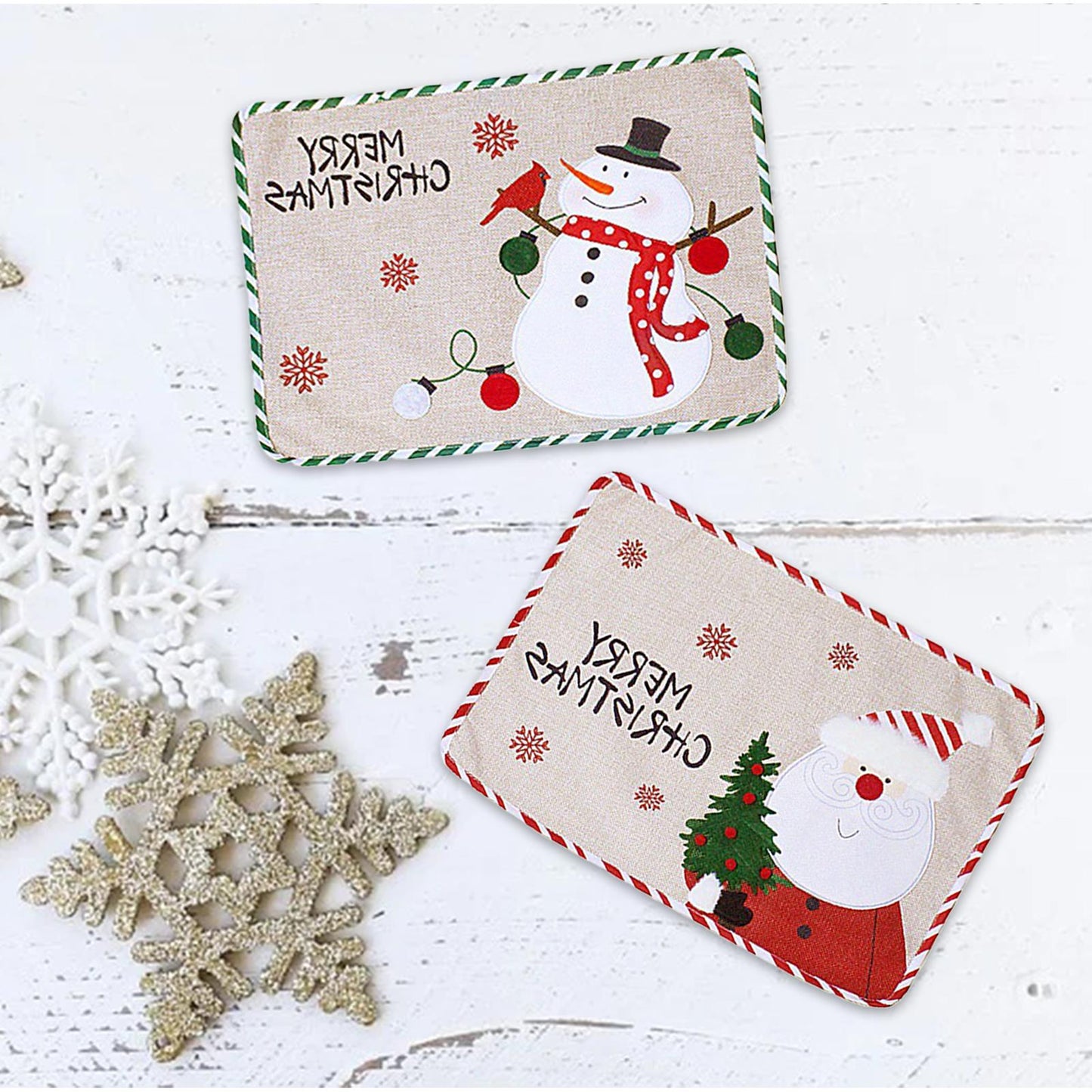 Placemat Decoration Rectangle dinner Christmas Embroidery for Xmas New Year