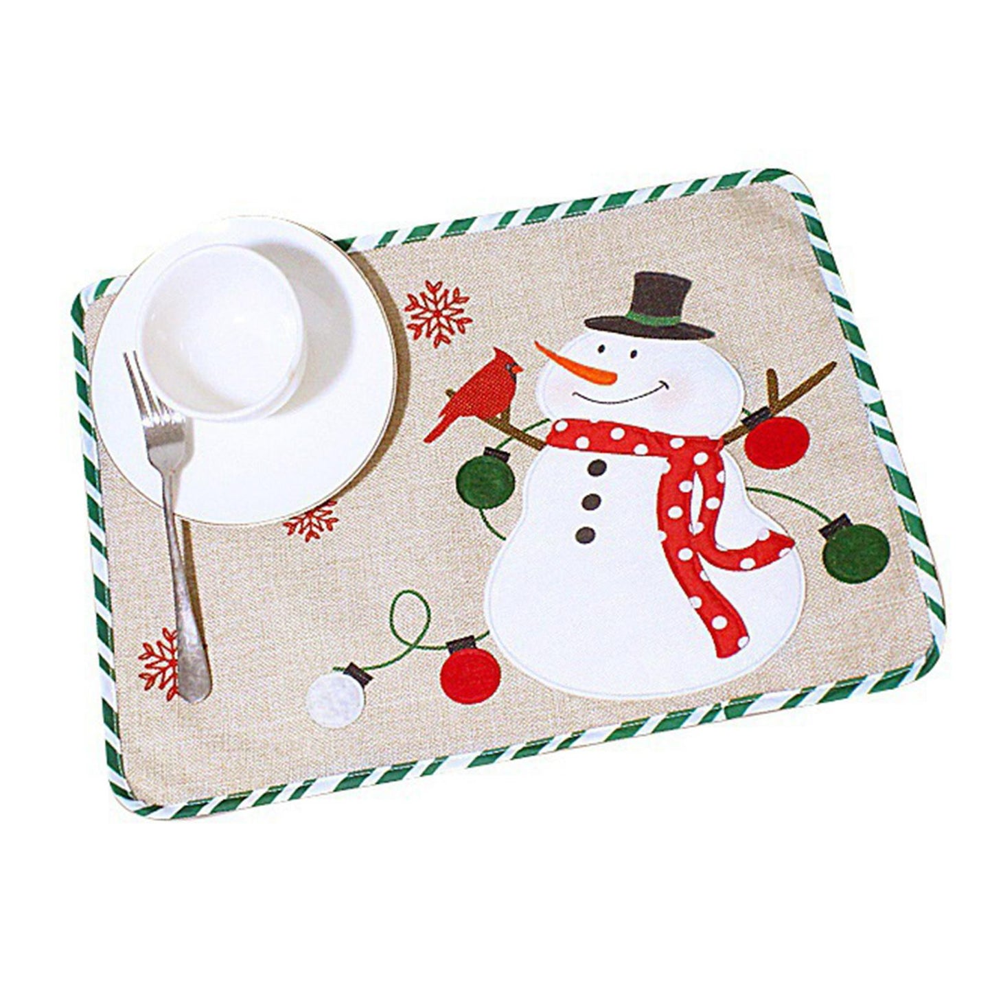 Placemat Decoration Rectangle dinner Christmas Embroidery for Xmas New Year