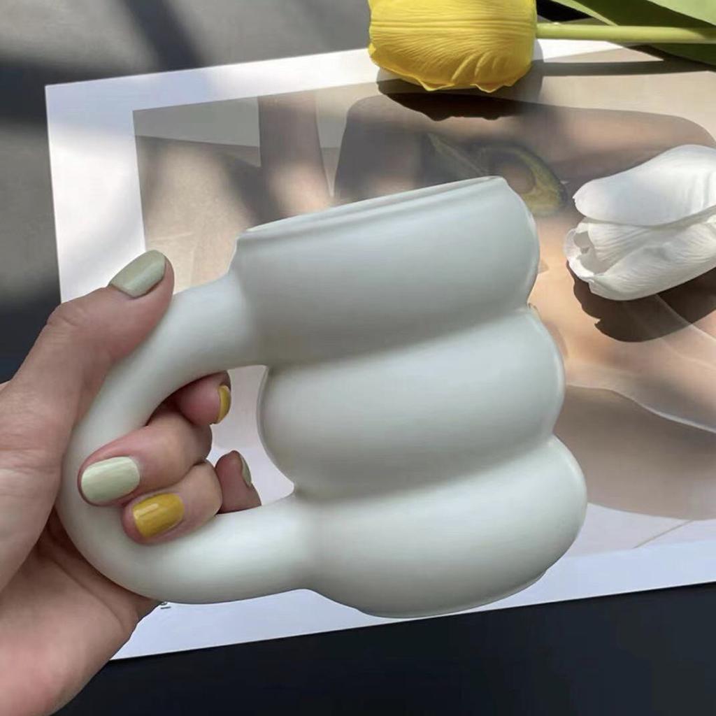 450ml Mug Tire Shaped Juice Mug Drinkware Large Capacity for Home Office Milky white