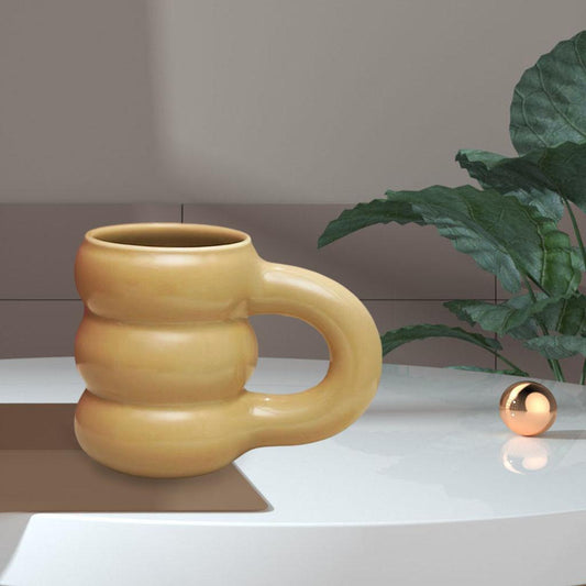 450ml Mug Tire Shaped Juice Mug Drinkware Large Capacity for Home Office Creamy yellow