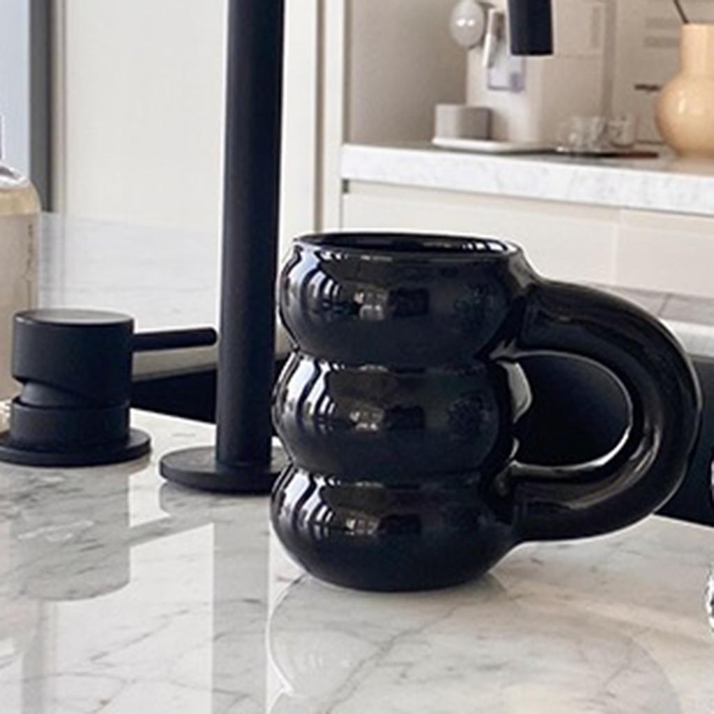 450ml Mug Tire Shaped Juice Mug Drinkware Large Capacity for Home Office Jet black