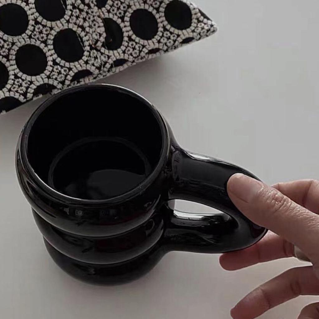 450ml Mug Tire Shaped Juice Mug Drinkware Large Capacity for Home Office Jet black