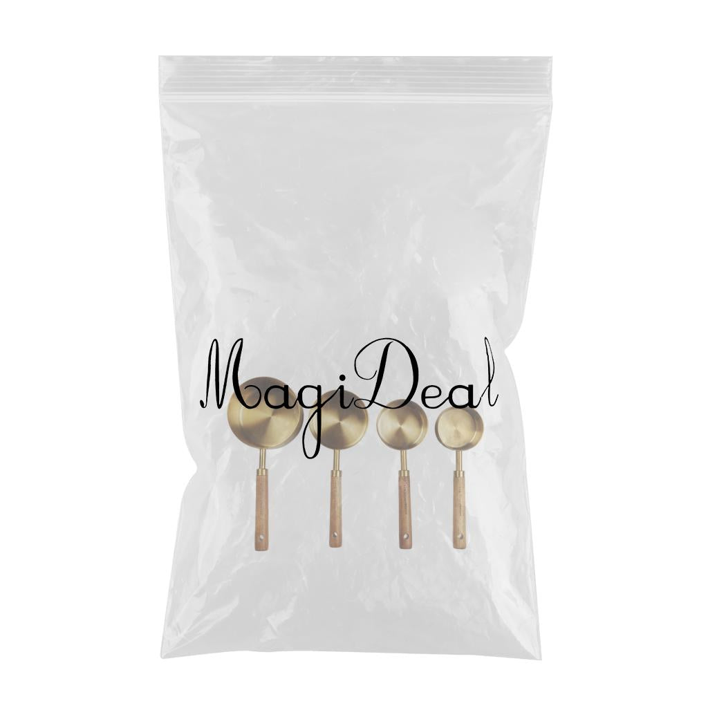 Stainless Steel Measuring Cups Spoons Set Wood Handle Measuring Cup