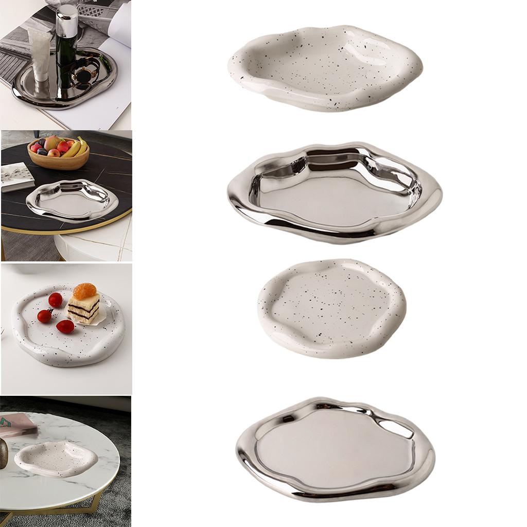 Decorative Jewelry Tray Ceramic Household Cake Tray for Table dinner Kitchen Long Strip