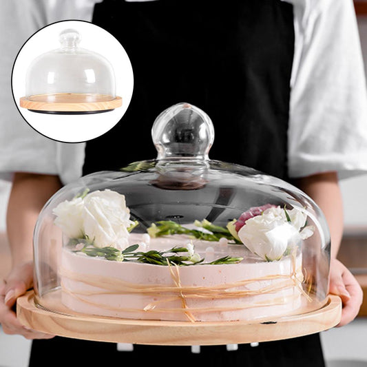 Cake Tray Nordic Round Shape Glass Cover for Baked Goods Bread Festival