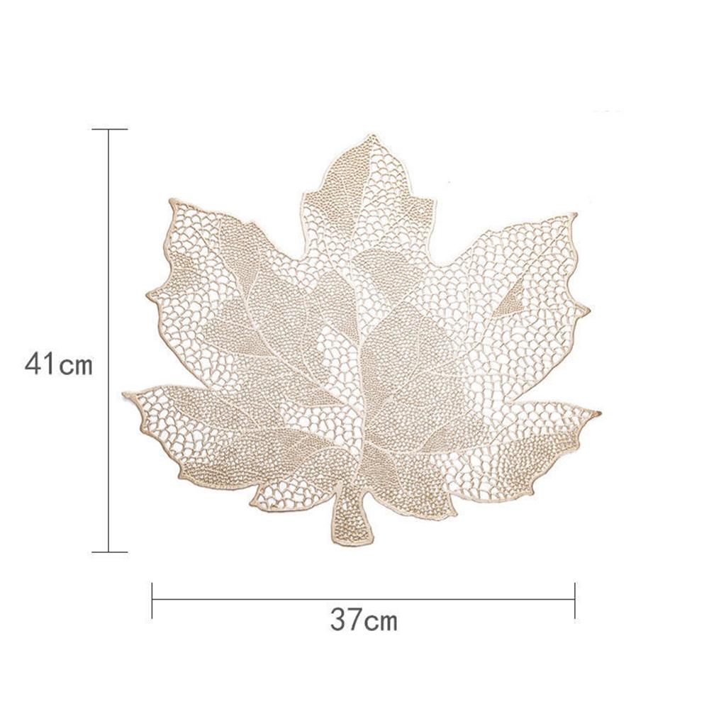 6Pcs Non-Slip Maple Leaf Placemat Table Decoration for Home Kitchen Durable Gold