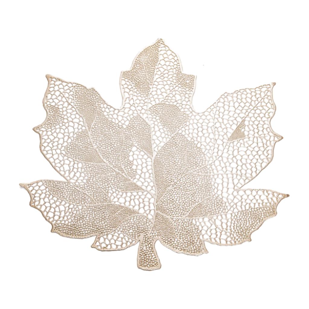 6Pcs Non-Slip Maple Leaf Placemat Table Decoration for Home Kitchen Durable Gold