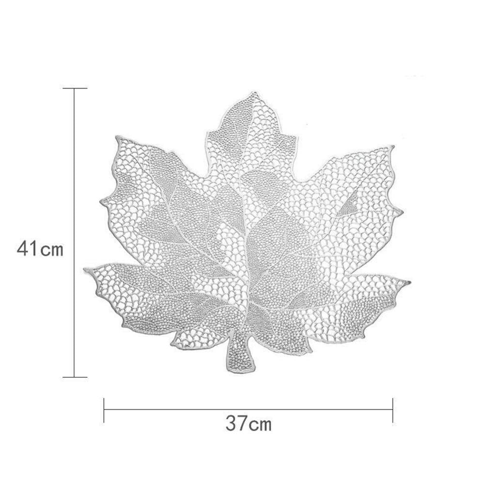 6Pcs Non-Slip Maple Leaf Placemat Table Decoration for Home Kitchen Durable Silver