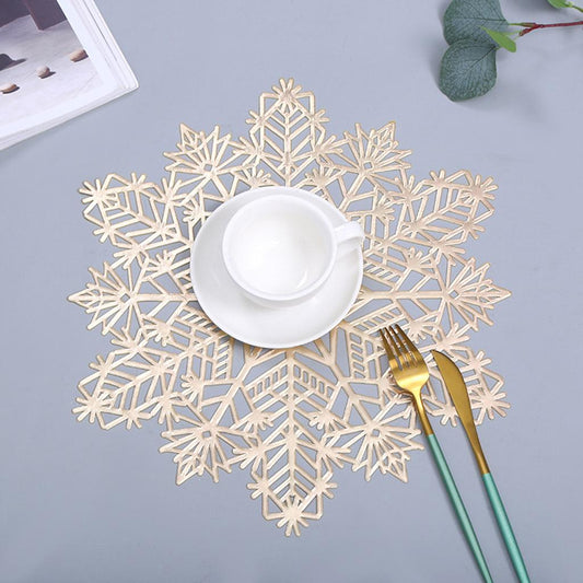6Pcs Hollow Dining Table Placemat Anti-Scalding for Wedding Halloween Dining gold