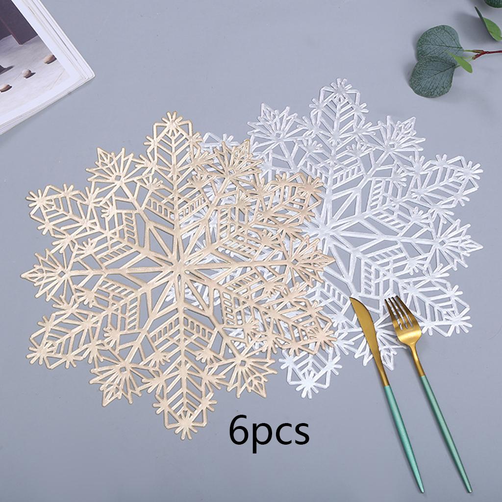 6Pcs Hollow Dining Table Placemat Anti-Scalding for Wedding Halloween Dining gold