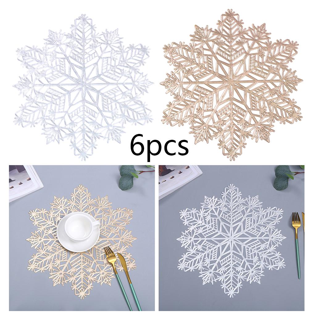 6Pcs Hollow Dining Table Placemat Anti-Scalding for Wedding Halloween Dining gold