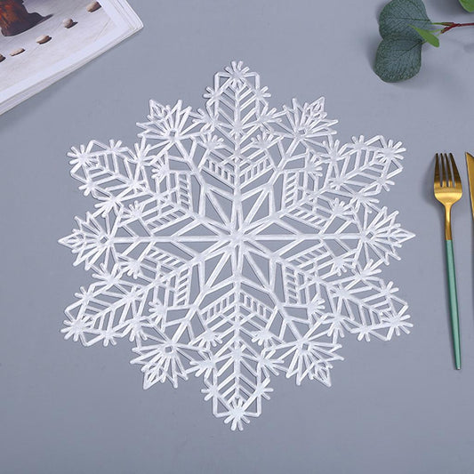 6Pcs Hollow Dining Table Placemat Anti-Scalding for Wedding Halloween Dining silver