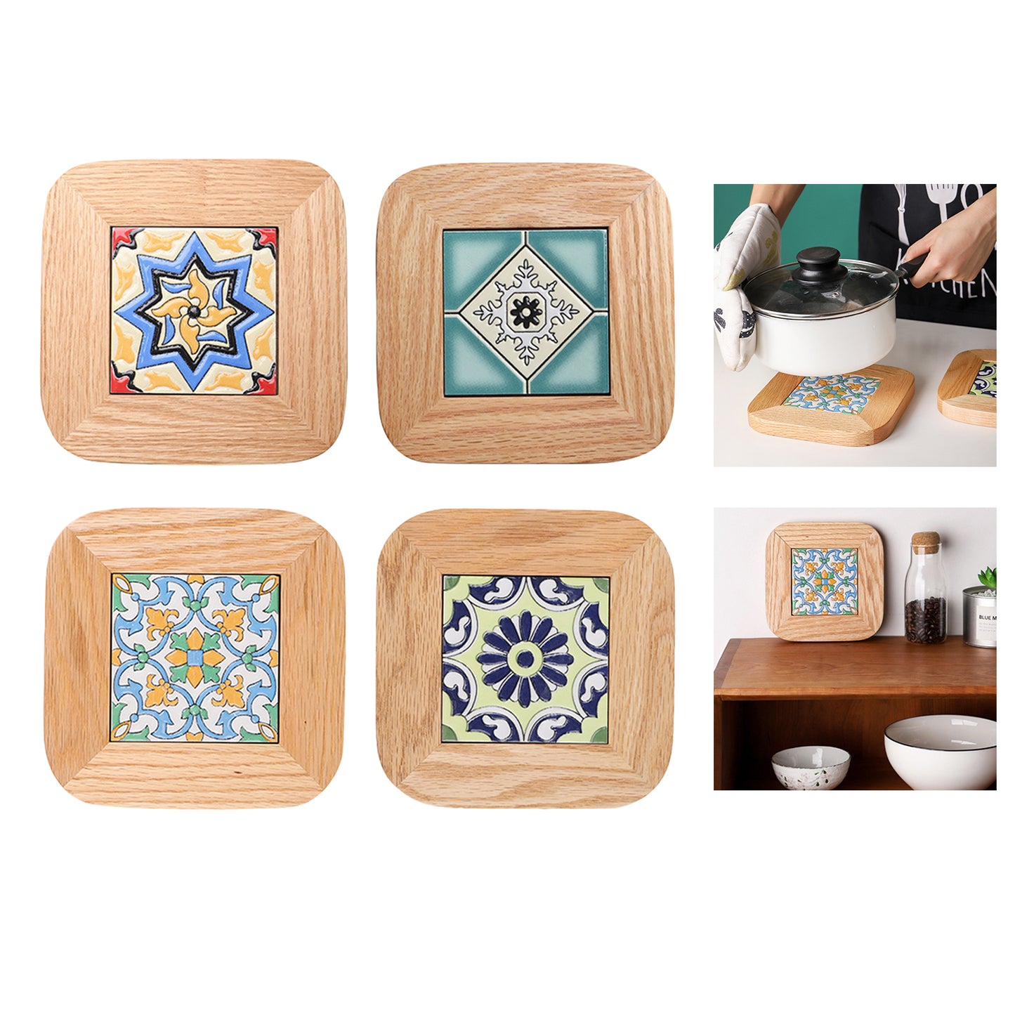 Plate Pad Wooden Cup Coaster Insulation Pads for Kitchen Table Dinning Room Type A