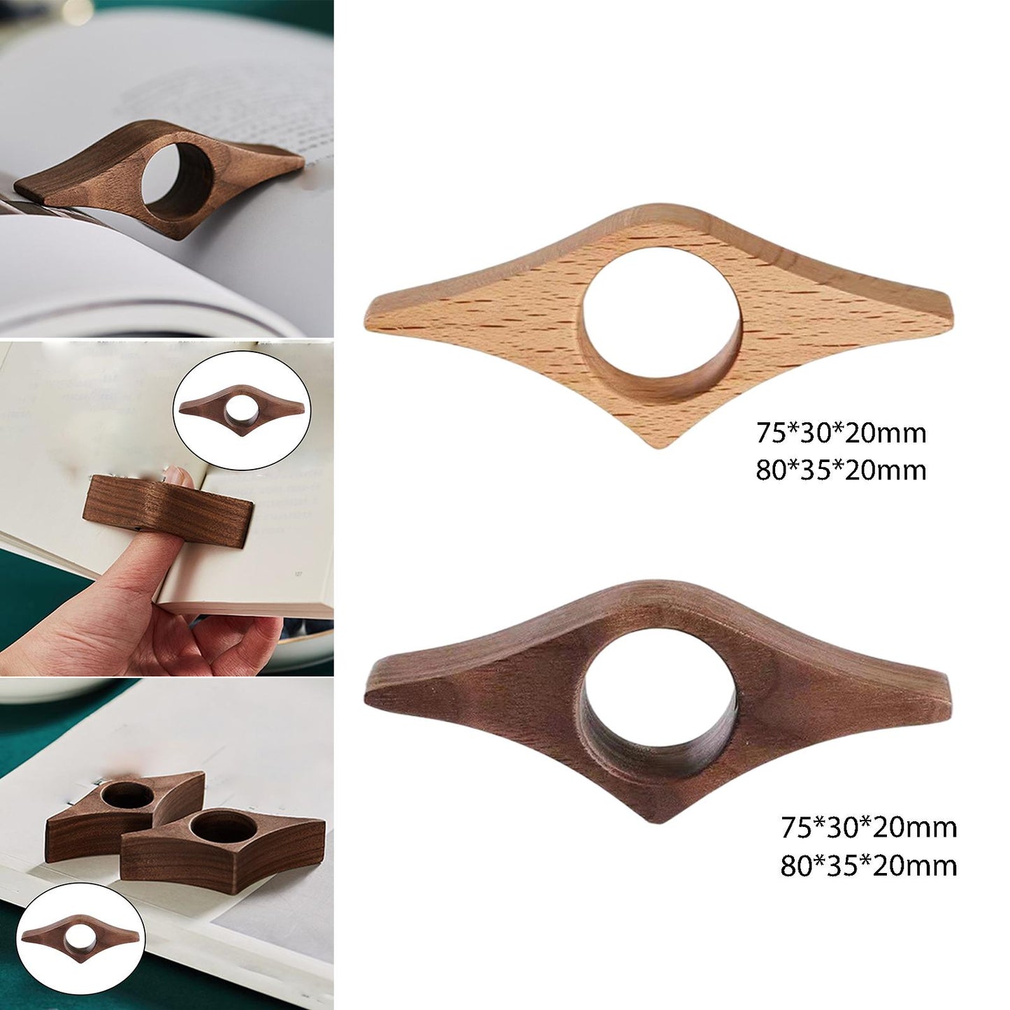 Book Page Holder Gifts Natural 1 Hand Readers Wooden for Office Men Bookworm Black S