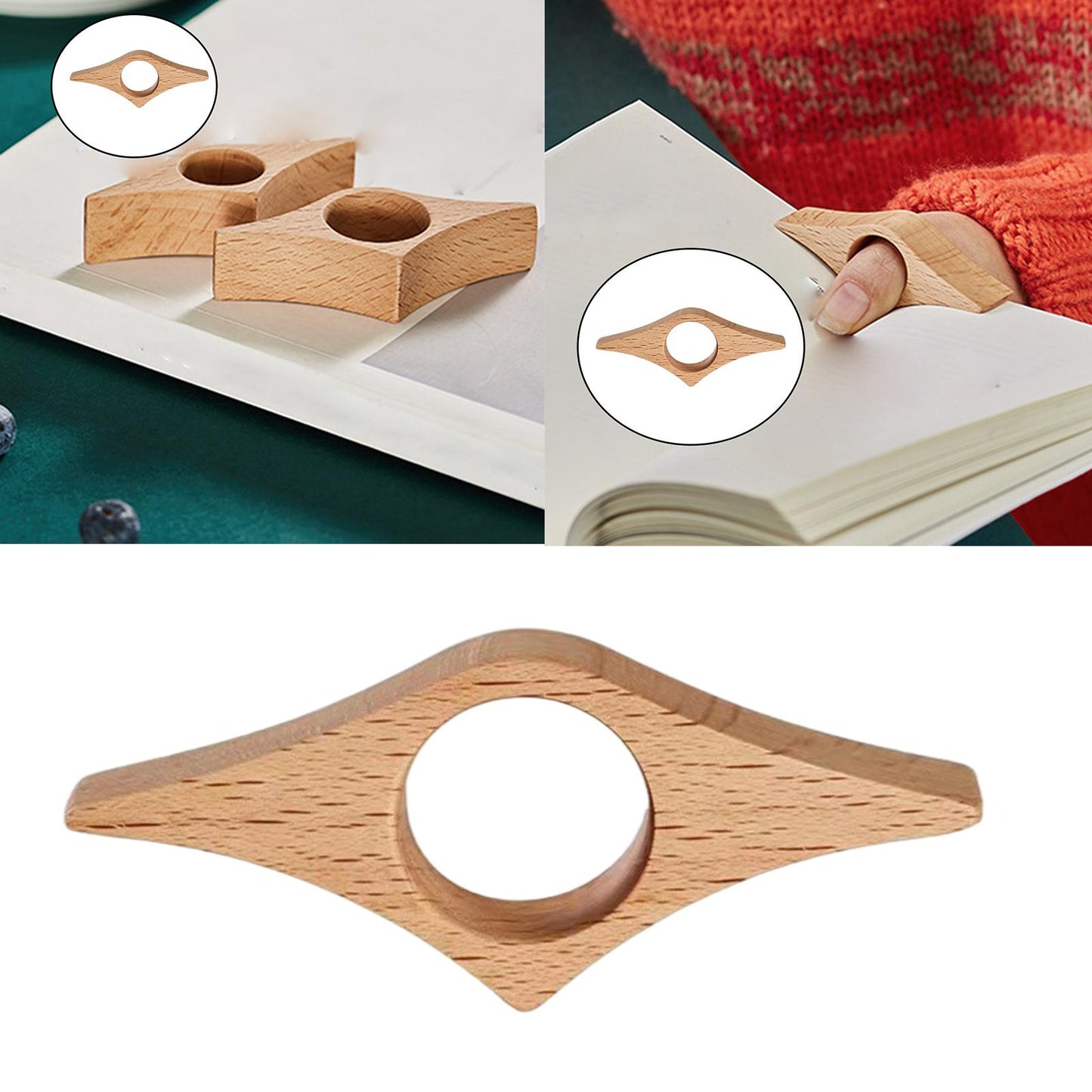 Book Page Holder Gifts Natural 1 Hand Readers Wooden for Office Men Bookworm Wood L