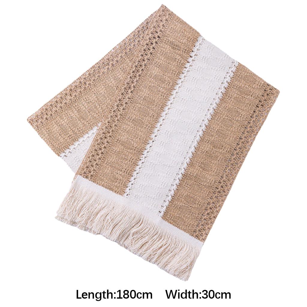 Cotton Linen Macrame Table Runner Tassels Braided for Party Farmhouse Home 30x180cm