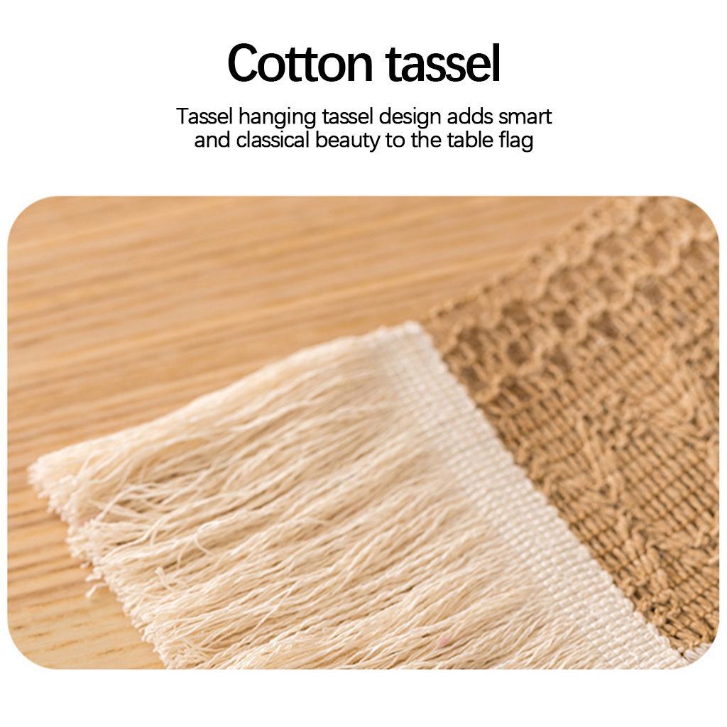 Cotton Linen Macrame Table Runner Tassels Braided for Party Farmhouse Home 30x280cm