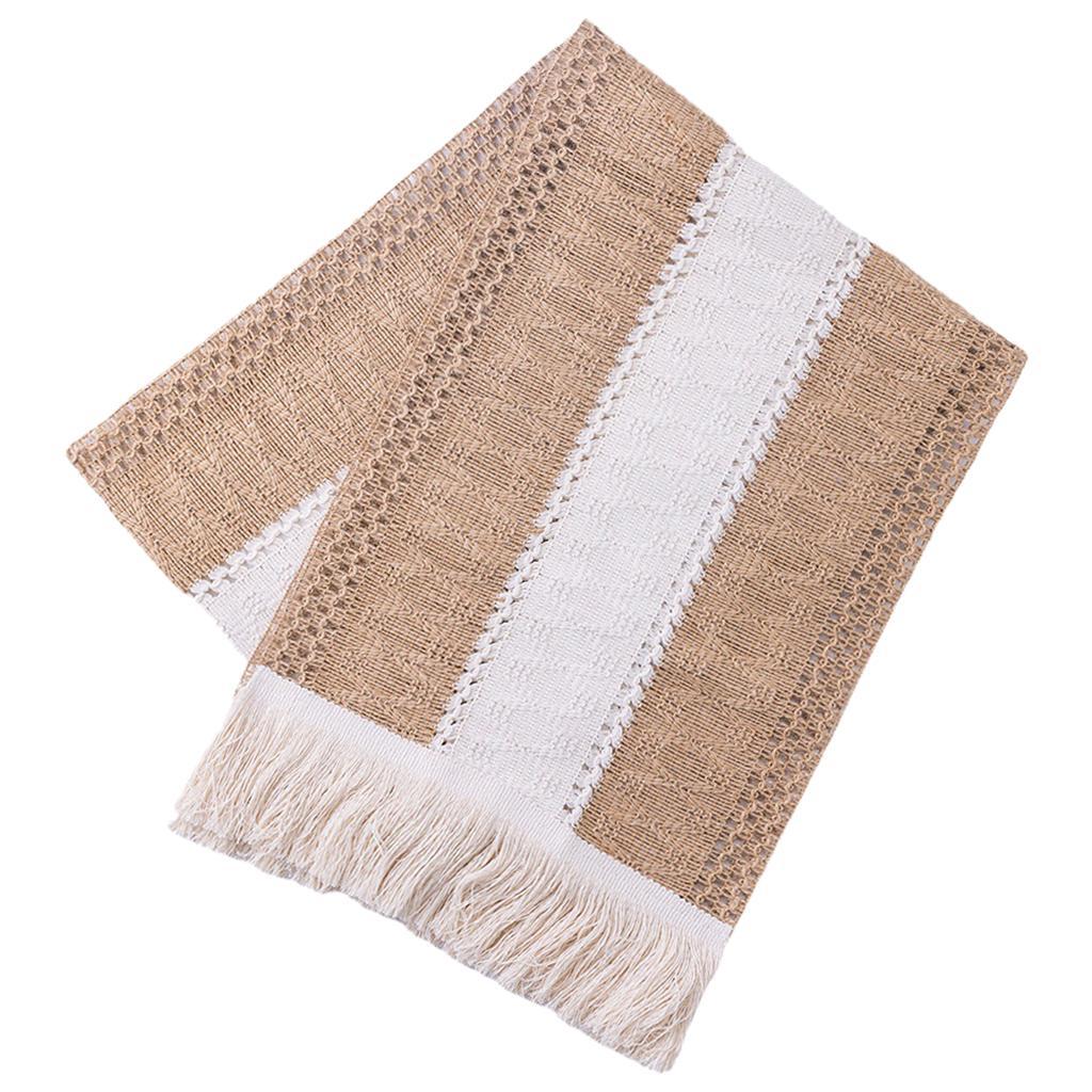 Cotton Linen Macrame Table Runner Tassels Braided for Party Farmhouse Home 30x280cm