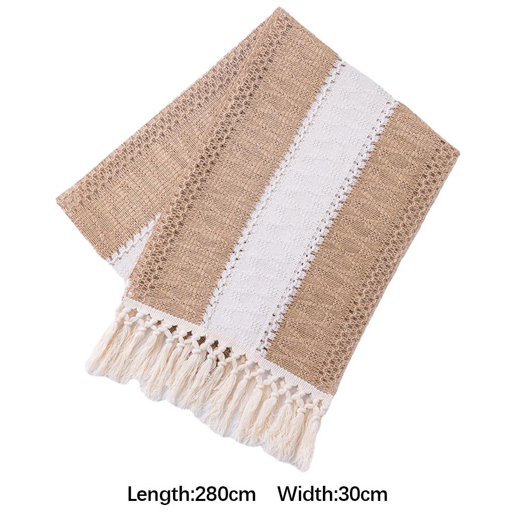 Macrame Table Runner Cream Beige Hollow Tassels for Home for Boho Party 11.8×110.2inch