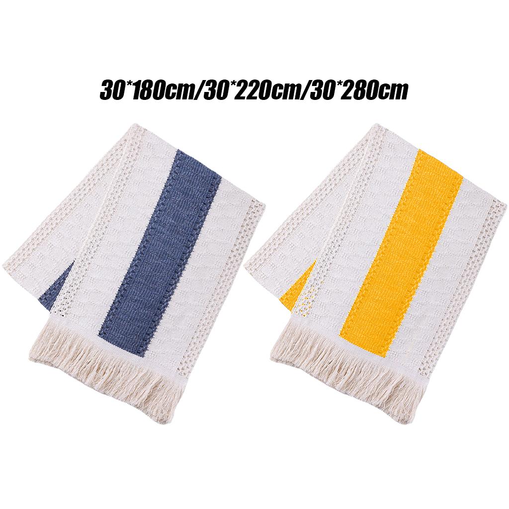 Macrame Table Runner Rustic Style Hollow Tassels Woven for Bohemian Dining blue11.8×70.9inch