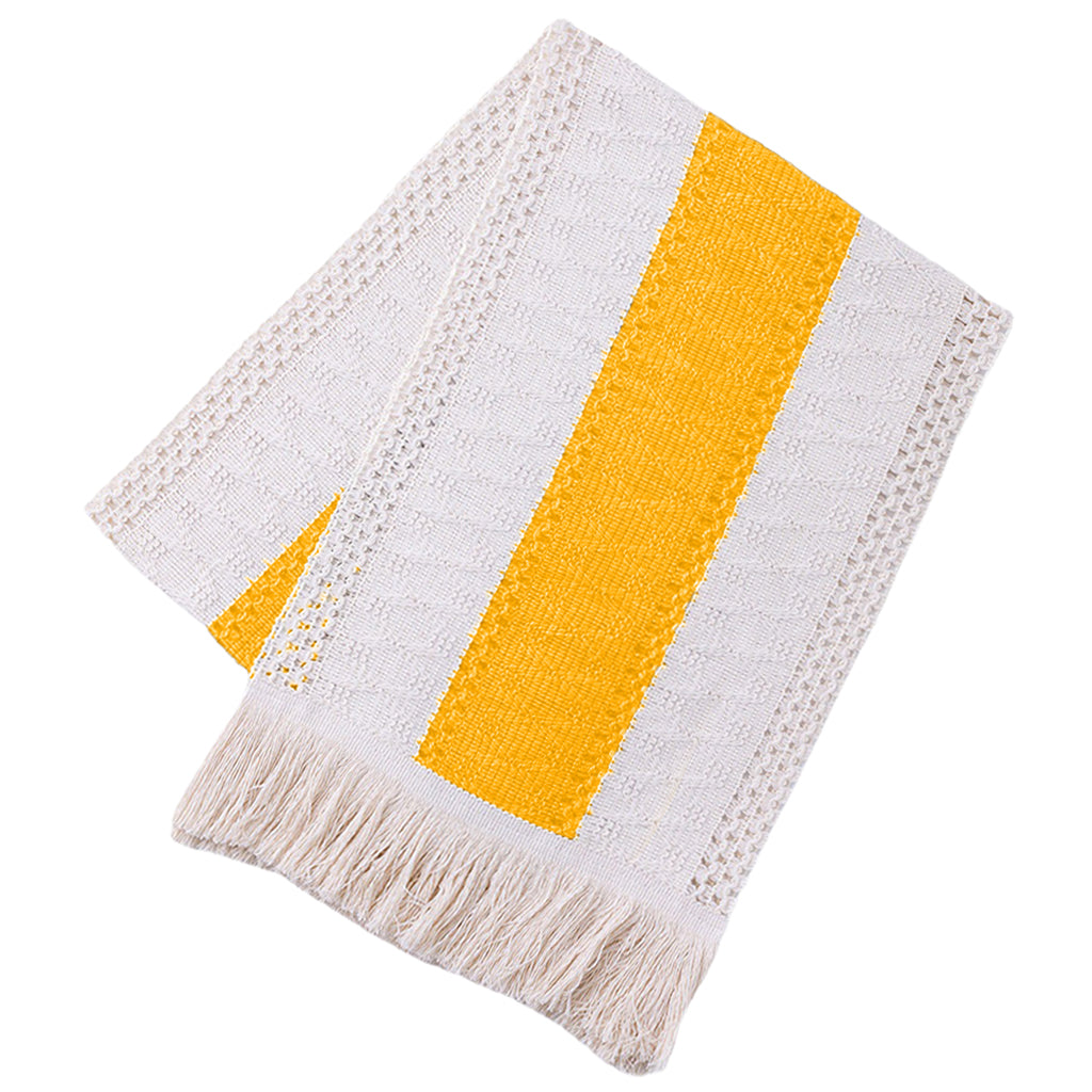 Macrame Table Runner Rustic Style Hollow Tassels Woven for Bohemian Dining yellow11.8×110.2inch