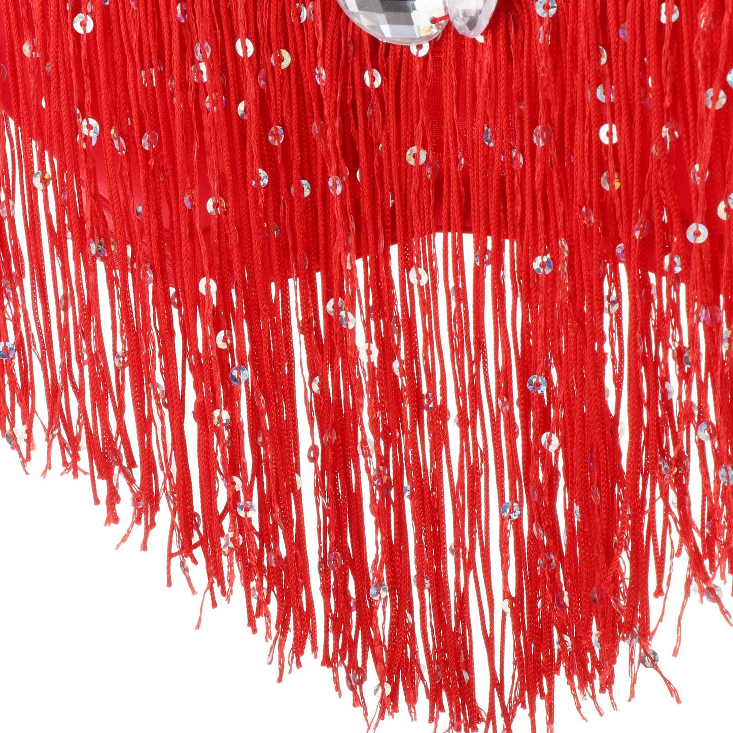 Belly Dance Bra Sparkle Sequined Tassel Top Party Club Red