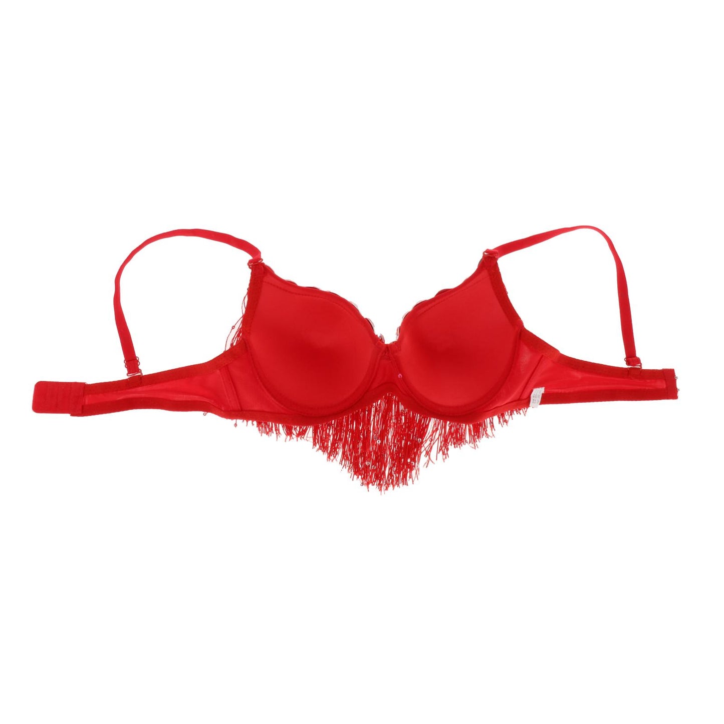 Belly Dance Bra Sparkle Sequined Tassel Top Party Club Red