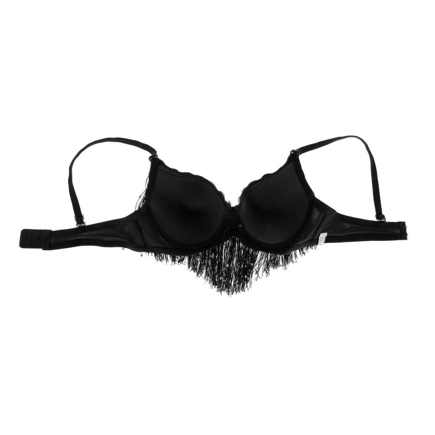 Belly Dance Bra Sparkle Sequined Tassel Top Party Club Black