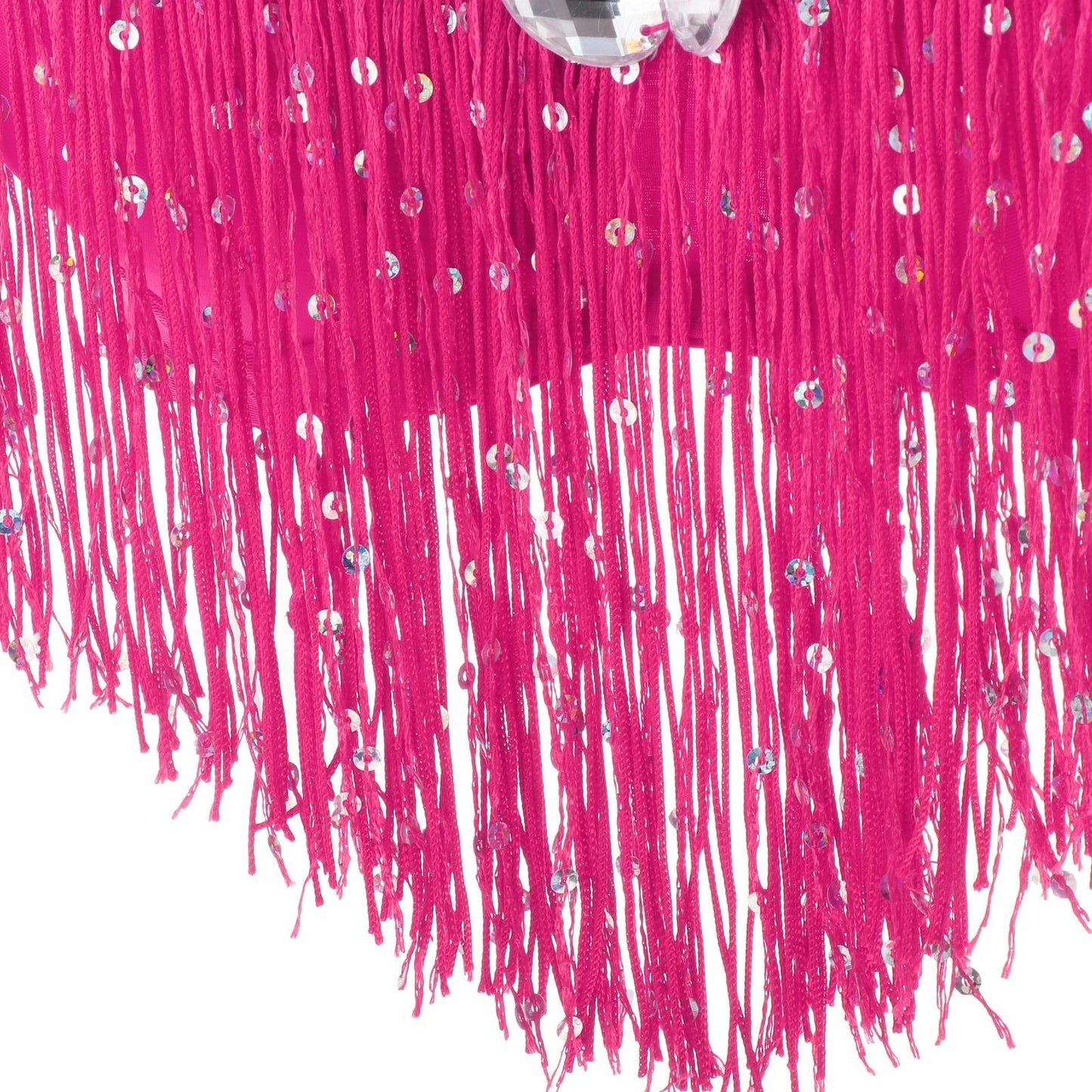 Belly Dance Bra Sparkle Sequined Tassel Top Party Club Rose Red